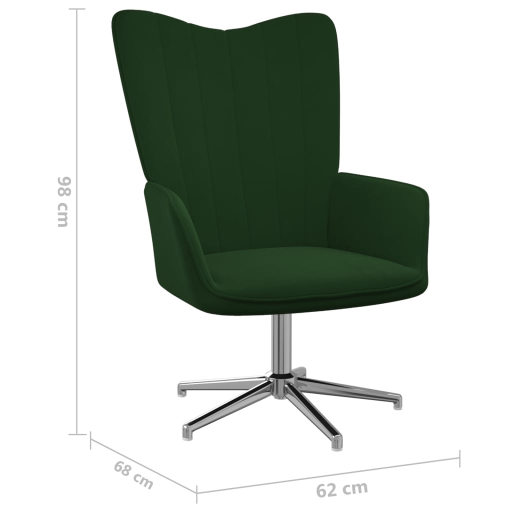 Релакс стол, тъмнозелен, кадифе