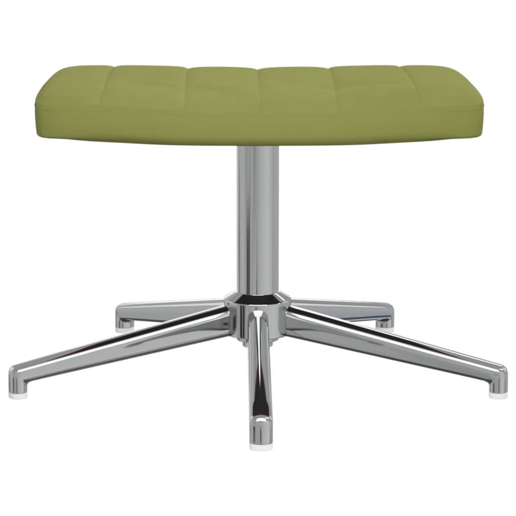 Релакс стол с табуретка, светлозелен, кадифе