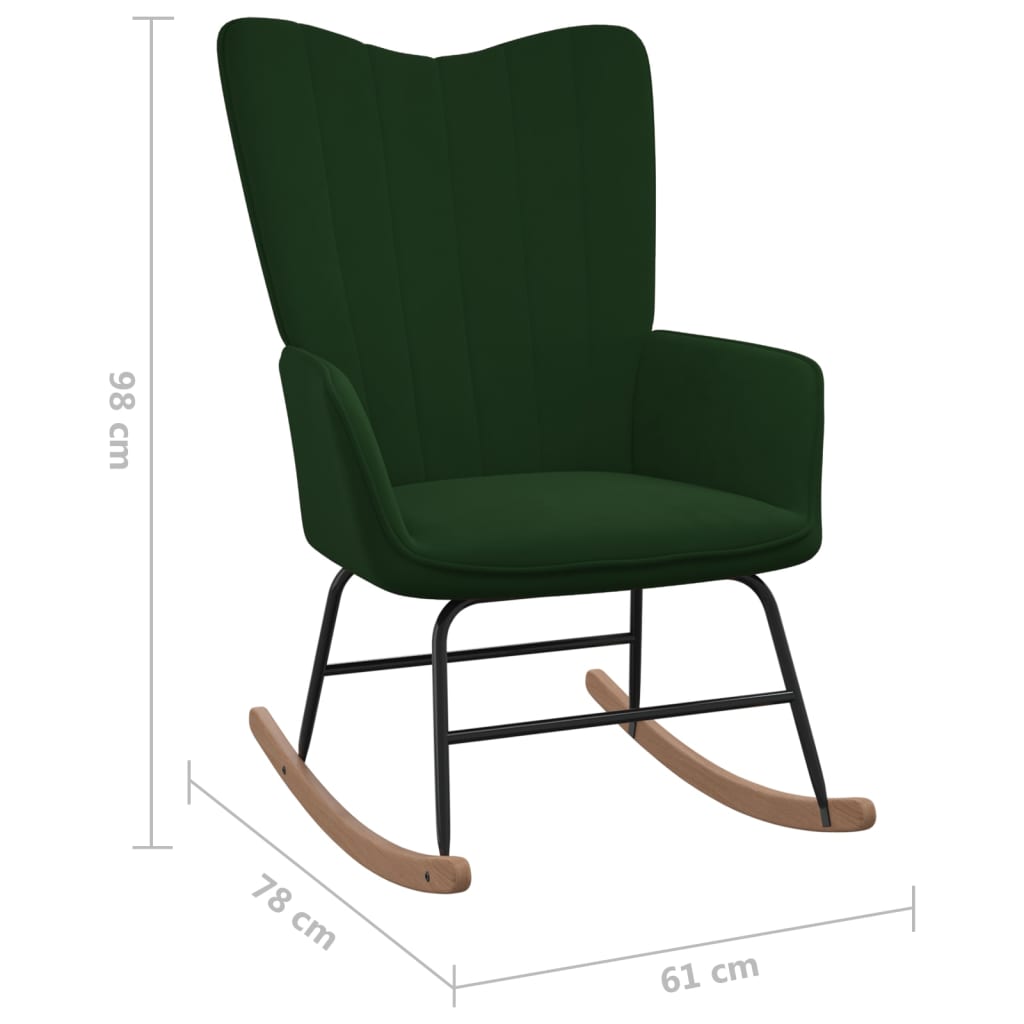 Люлеещ стол, тъмнозелен, кадифе
