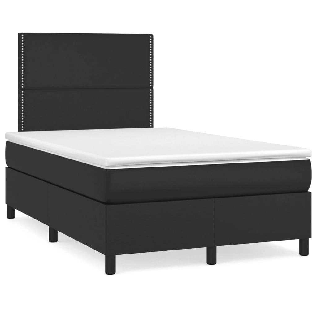 Боксспринг легло с матрак и LED, черно, 120x190 см, еко кожа