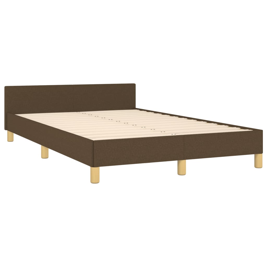 Рамка за легло с табла, тъмнокафява, 120x190 см, текстил