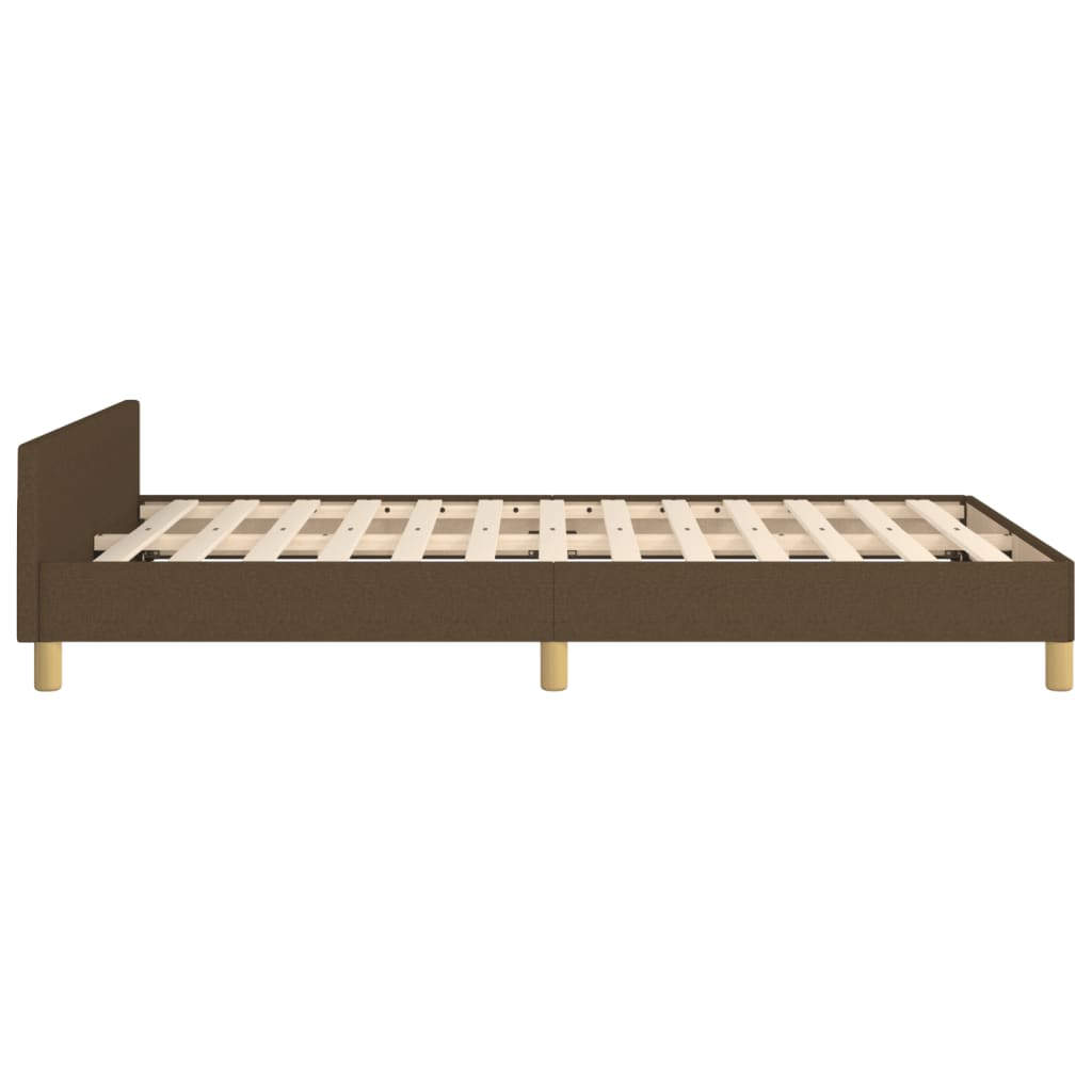 Рамка за легло с табла, тъмнокафява, 120x190 см, текстил