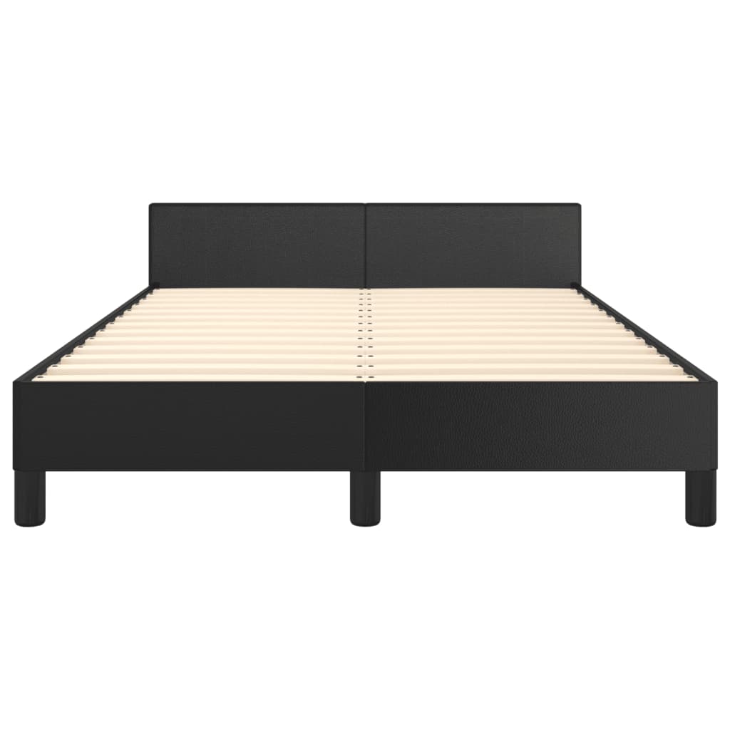 Рамка за легло с табла, черна, 120x190 см, изкуствена кожа