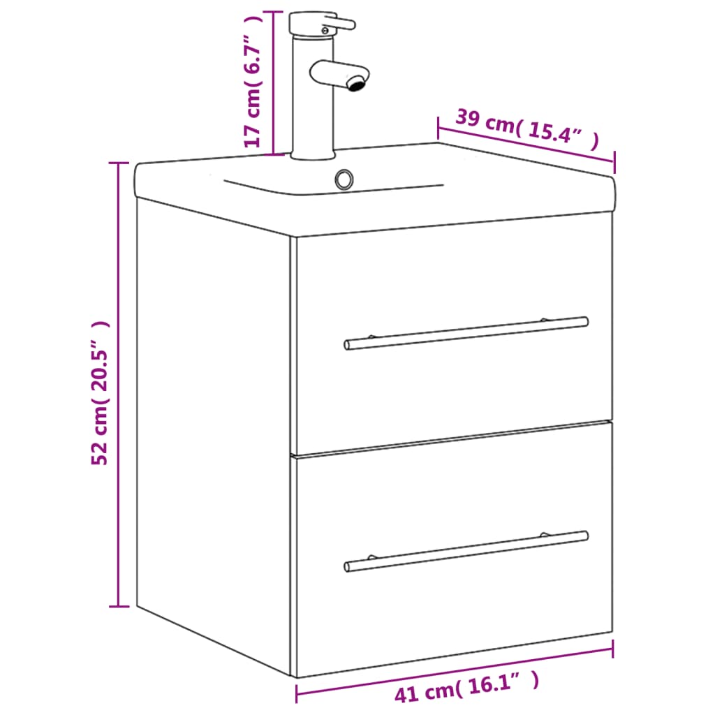 Шкаф за мивка за баня с вградена мивка, бял гланц
