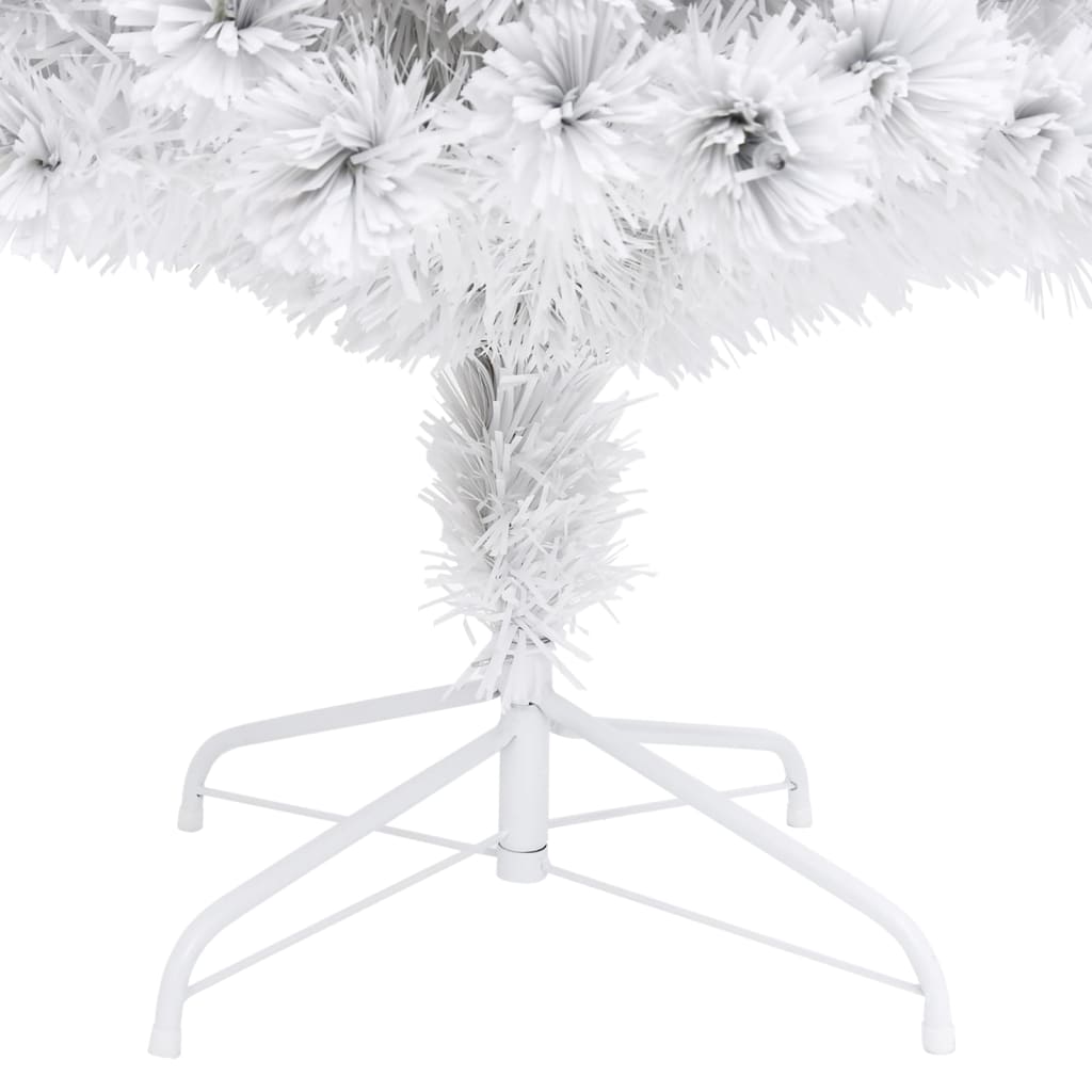 Изкуствена коледна елха с LED, бяла, 64 см, оптично влакно