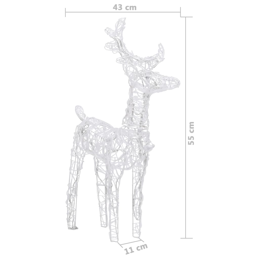 Коледна украса елени с шейна, 280x28x55 см, акрил
