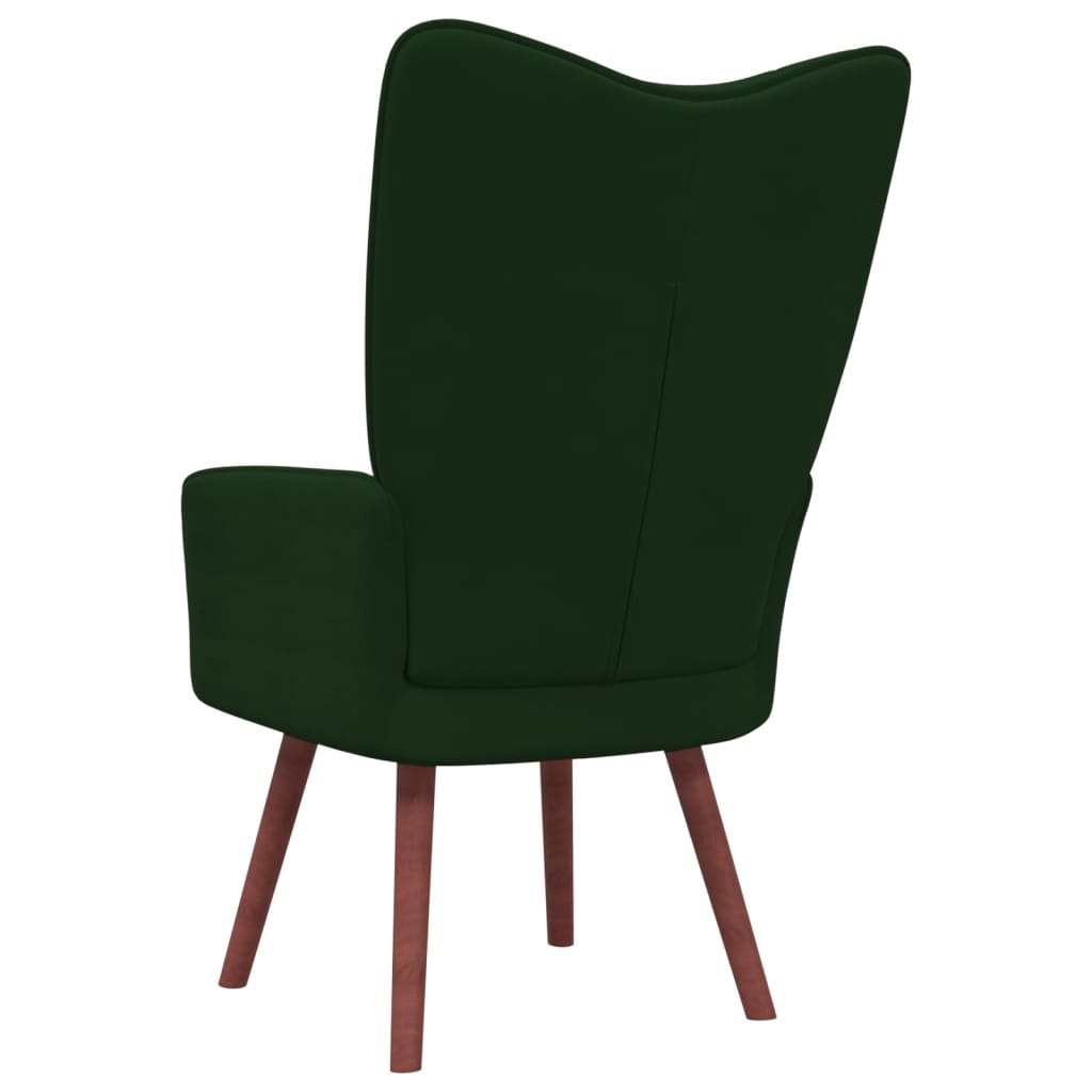 Релаксиращ стол, тъмнозелен, кадифе