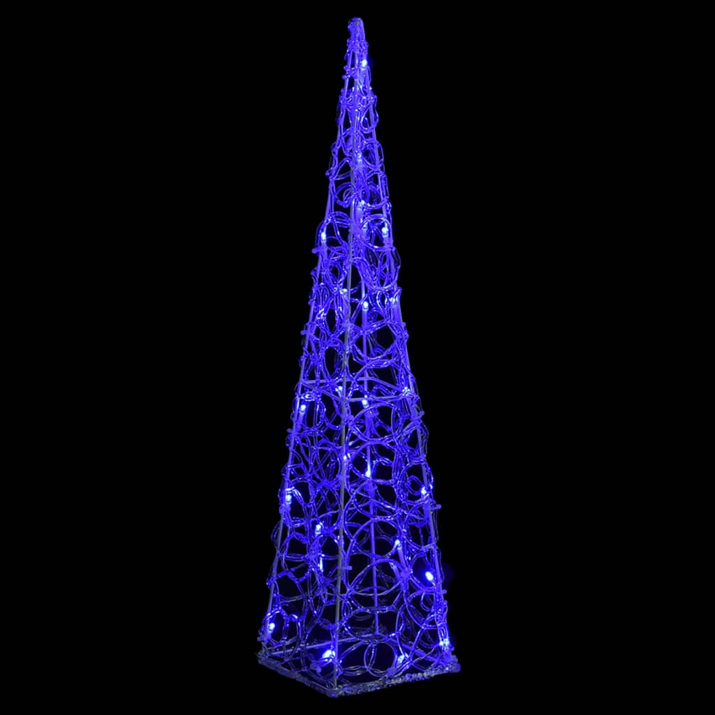 Акрилен декоративен LED светещ конус, син, 60 см