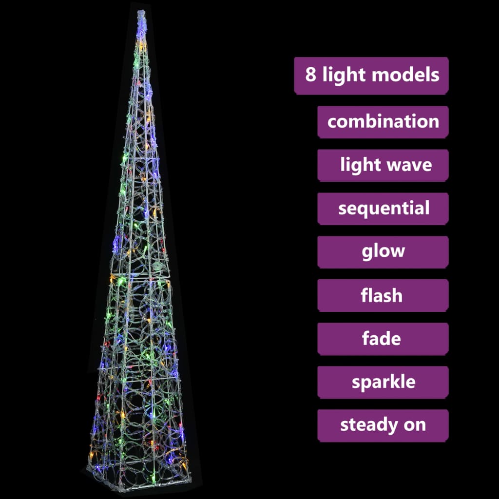 Акрилен декоративен LED светещ конус многоцветен 120 см