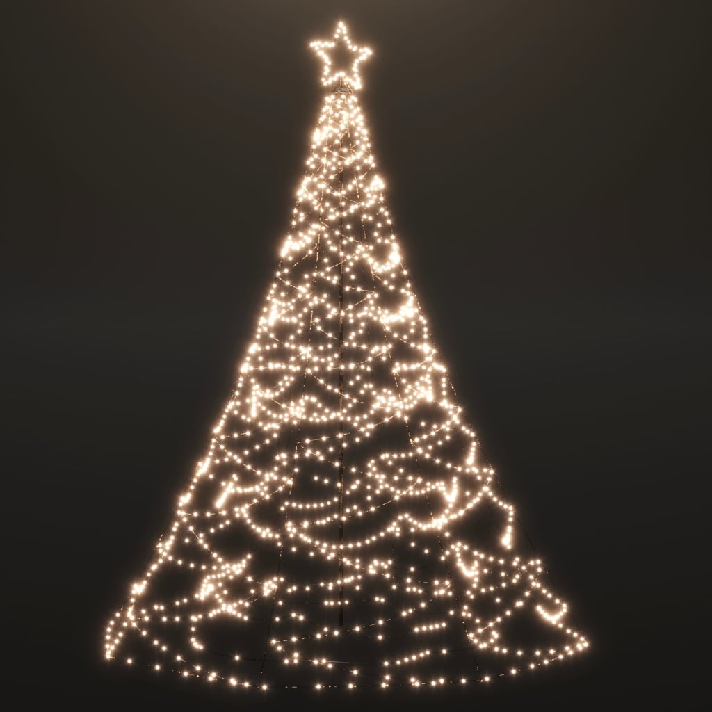 Коледно дърво с метален стълб, 1400 LED, топло бяло, 5 м