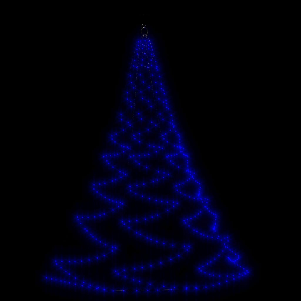 Дърво за стена с метална халка, 260 LED, синьо, 3 м