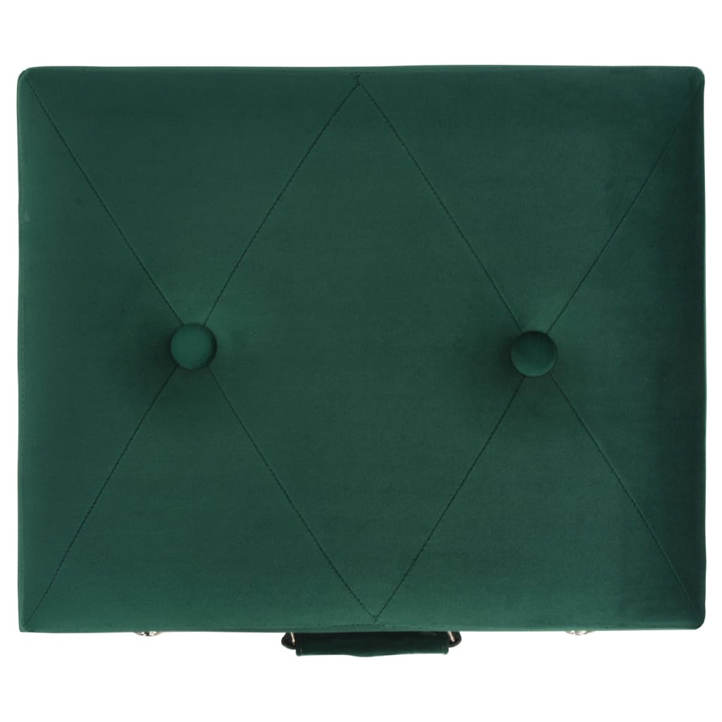 Табуретка за съхранение, 40 см, зелена, кадифе