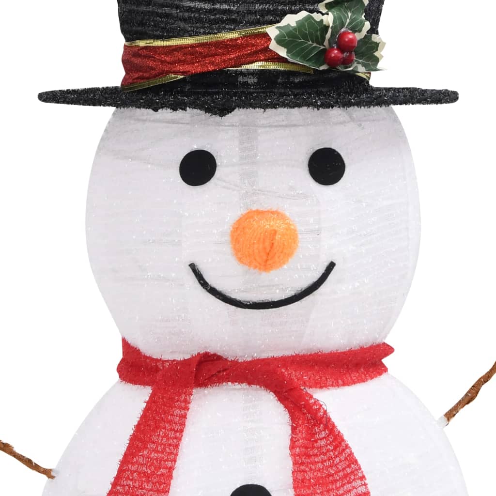Декоративна фигура на снежен човек с LED лукс плат 90 см