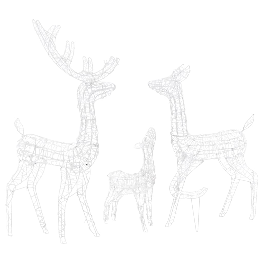 Акрилна коледна украса семейство елени, 300 LED, топло бяла