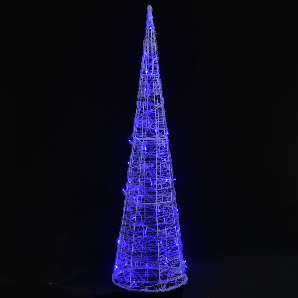 Акрилна декоративна пирамида, LED светещ конус, синя, 90 см