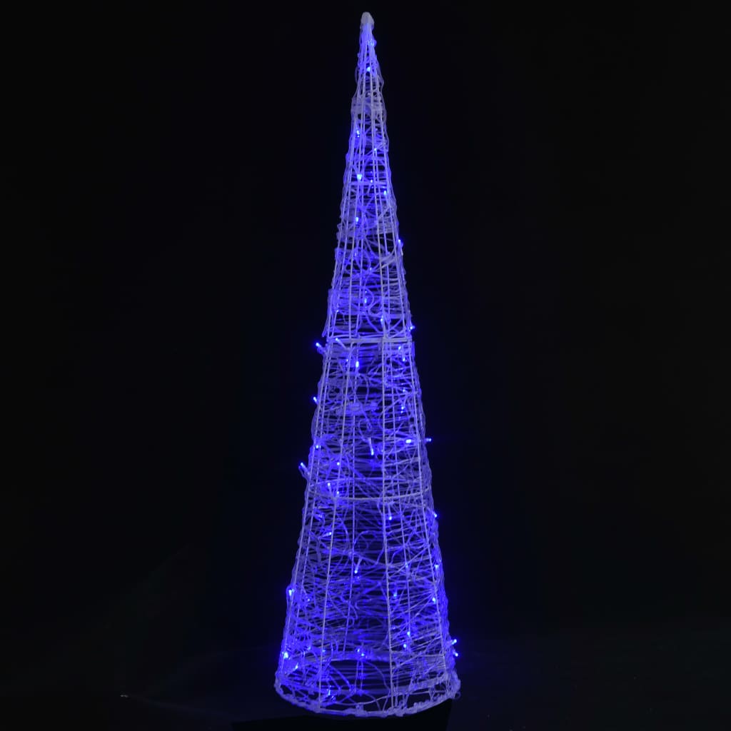 Акрилна декоративна пирамида, LED светещ конус, синя, 120 см