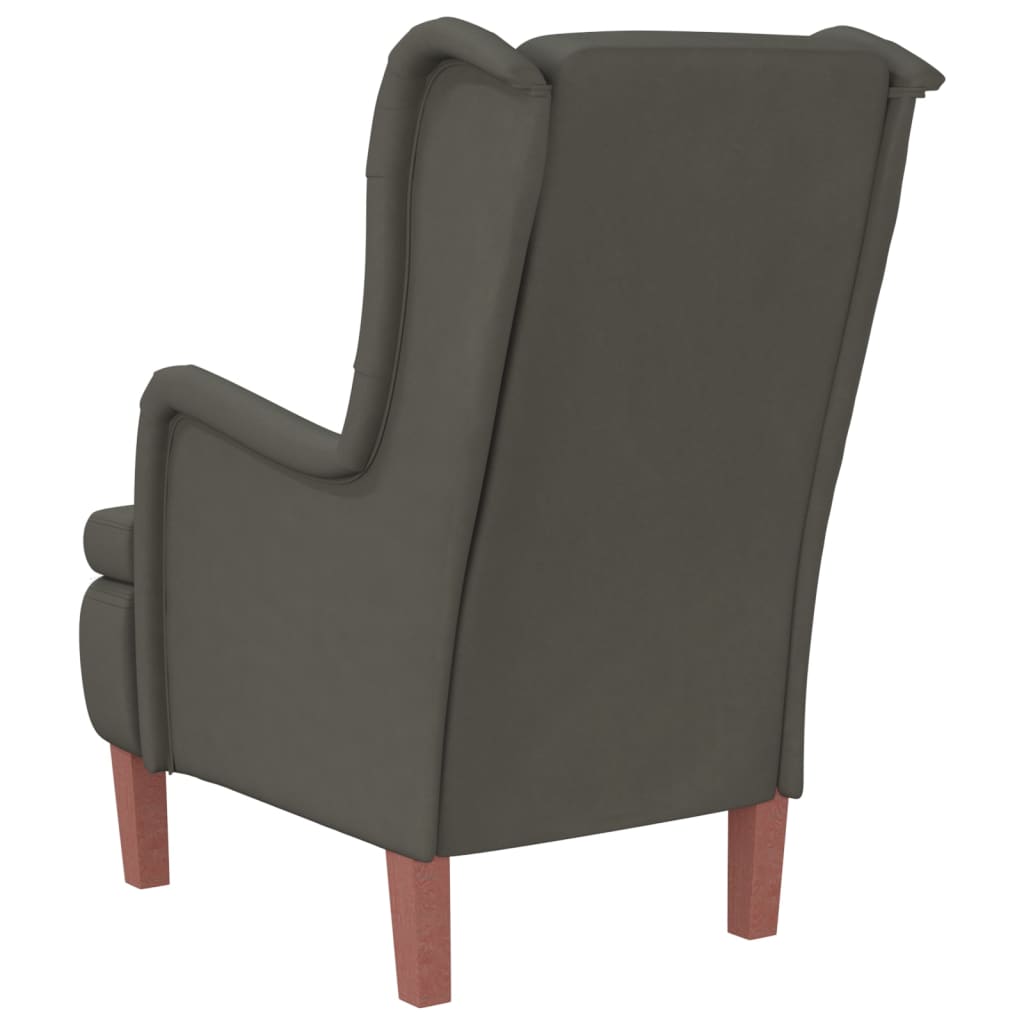Кресло с крачета от каучук масив, тъмносиво, кадифе