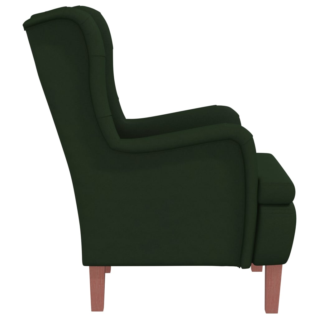 Кресло с крачета от каучук масив, тъмнозелено, кадифе