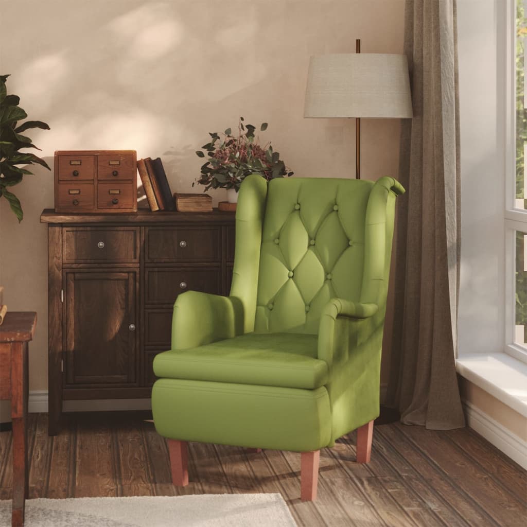 Кресло с крачета от каучук масив, светлозелено, кадифе