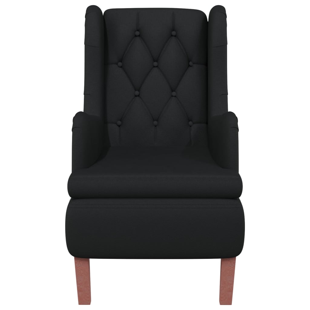Кресло с крачета от каучуково дърво масив, черно, кадифе