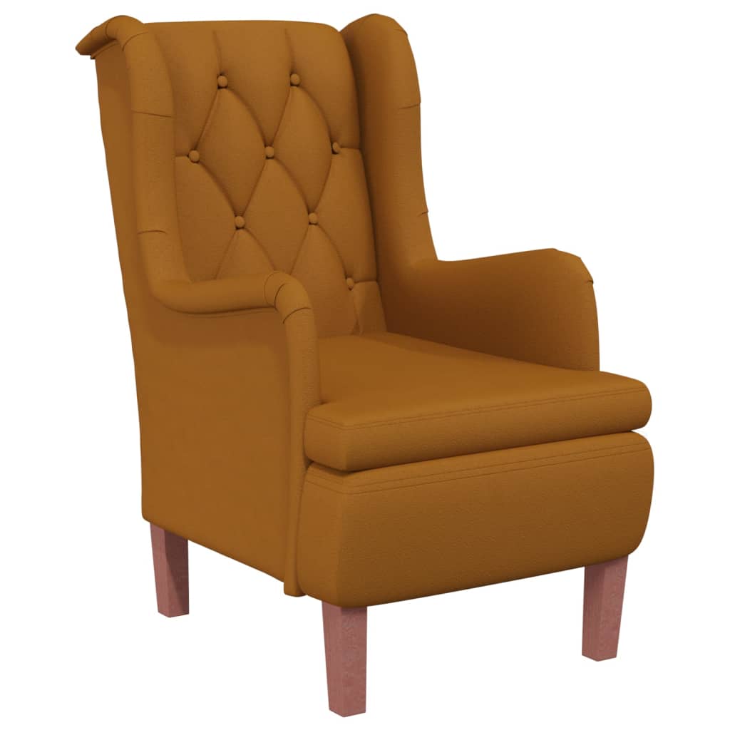 Кресло с крачета от каучуково дърво масив, кафяво, кадифе