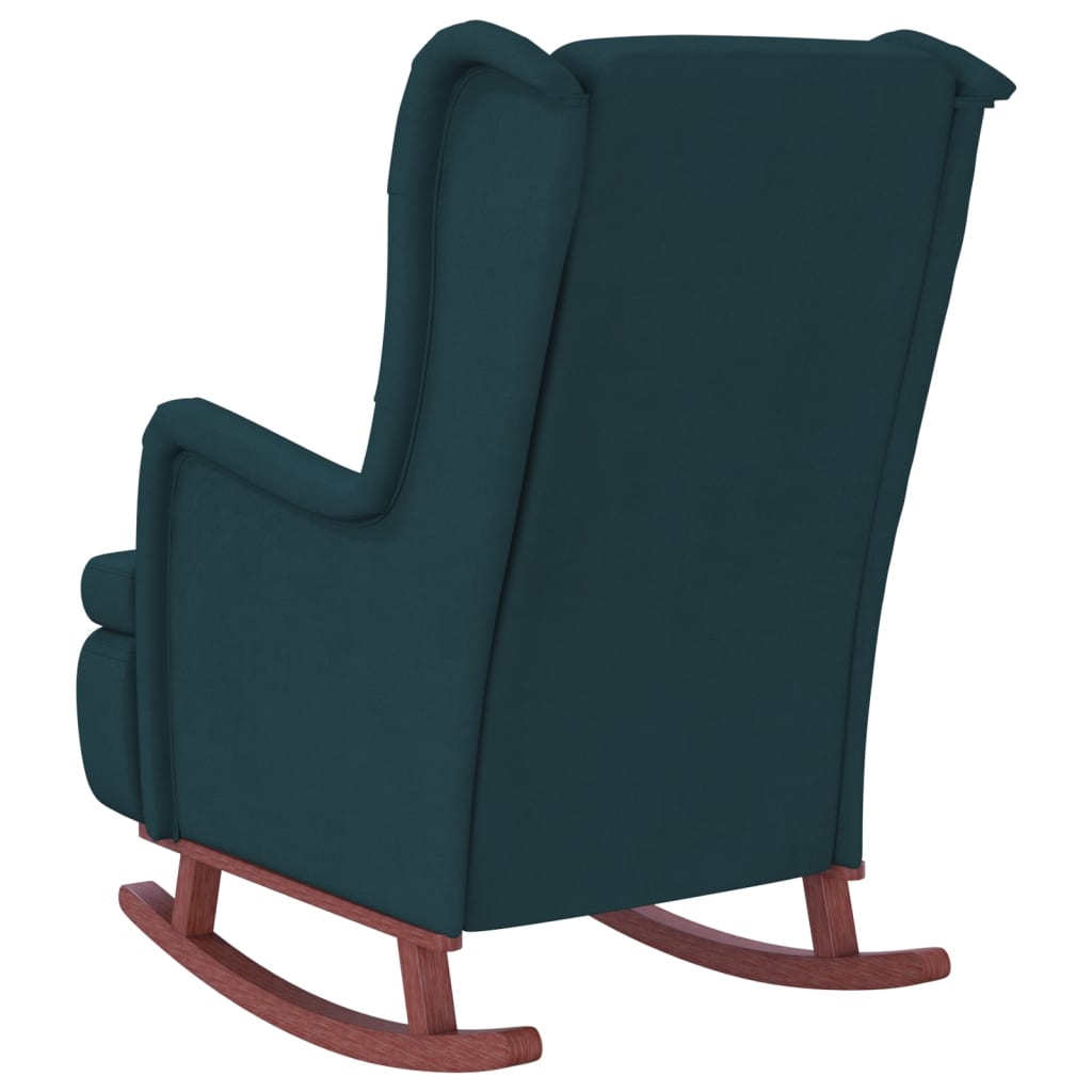 Люлеещ фотьойл с крака от каучук масив, син, кадифе