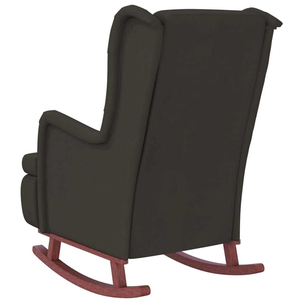 Люлеещ фотьойл с крака от каучук масив, тъмносив, кадифе
