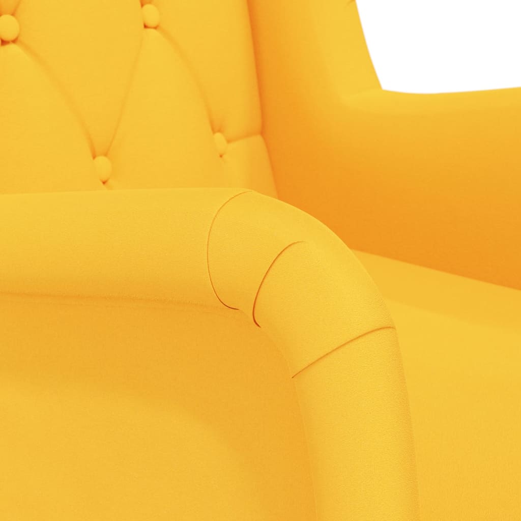 Люлеещ фотьойл с крака от каучук масив, жълт, кадифе