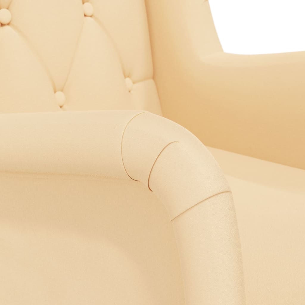 Люлеещ фотьойл с крака от каучук масив, кремав, кадифе