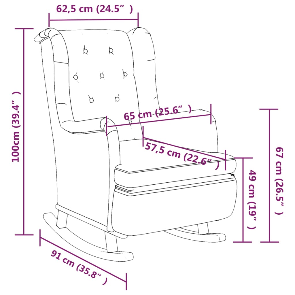 Люлеещ фотьойл с крака от каучук масив, виненочервен, текстил