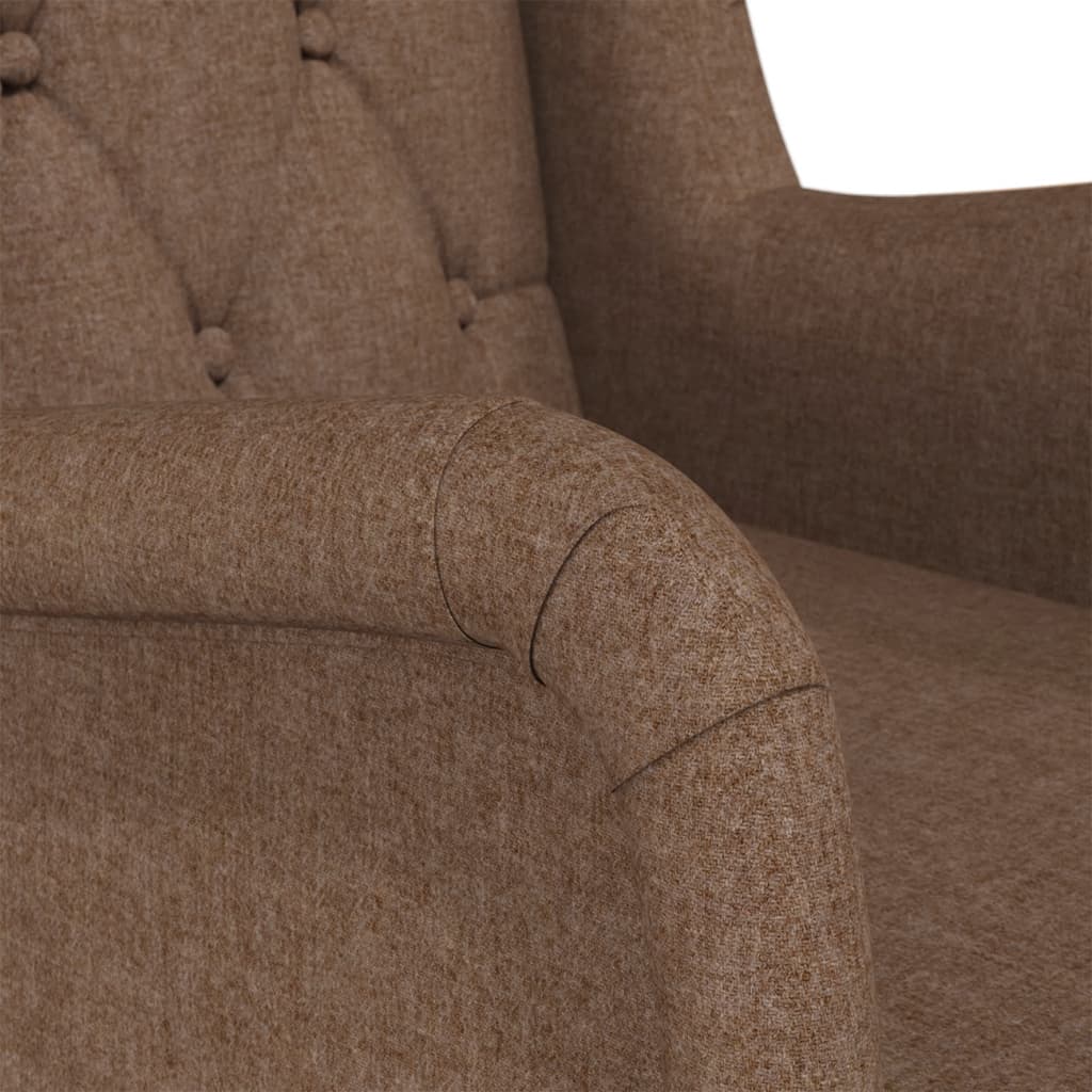 Люлеещ фотьойл с крака от каучук масив, кафяв, текстил