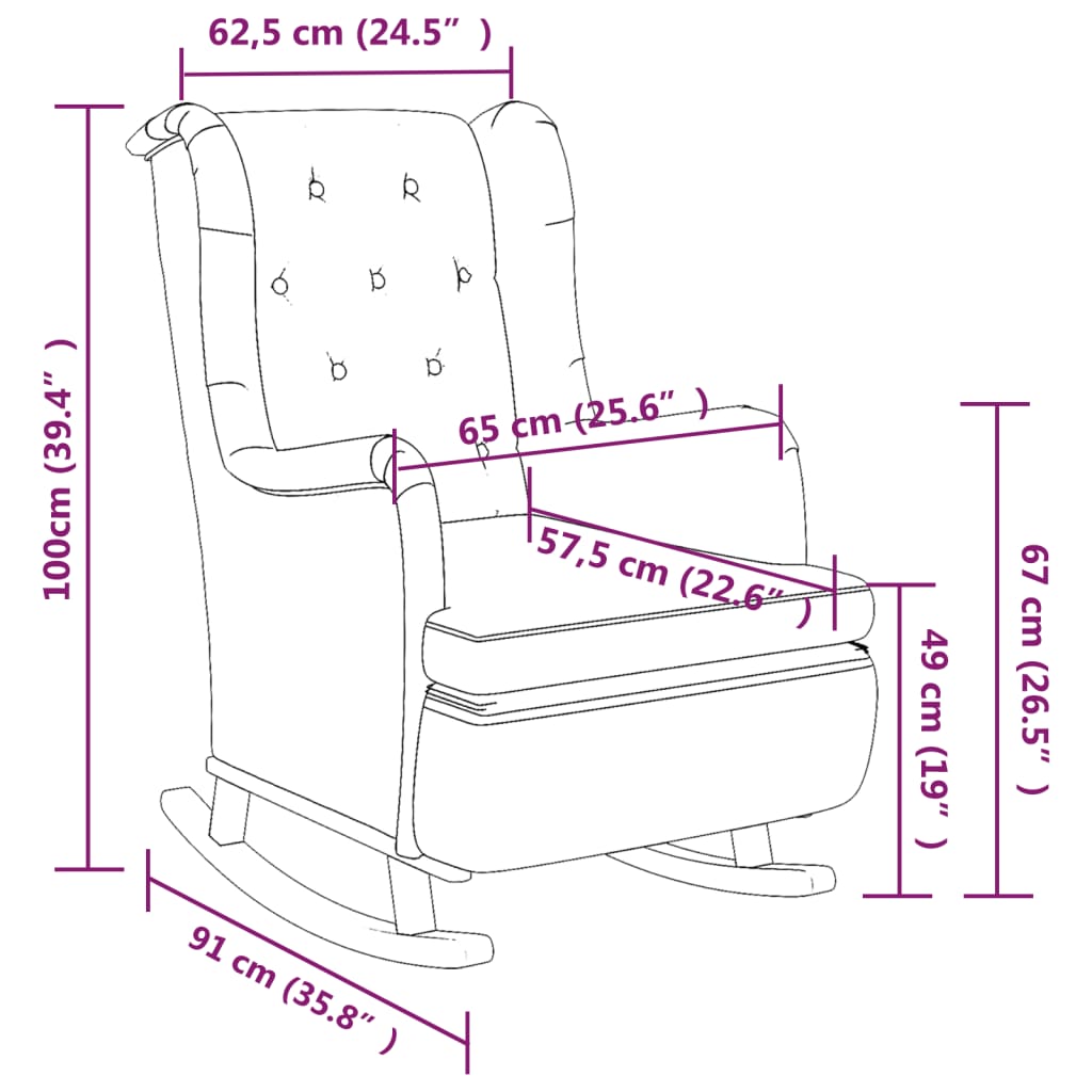 Люлеещ фотьойл с крака от каучук масив, лилав, текстил