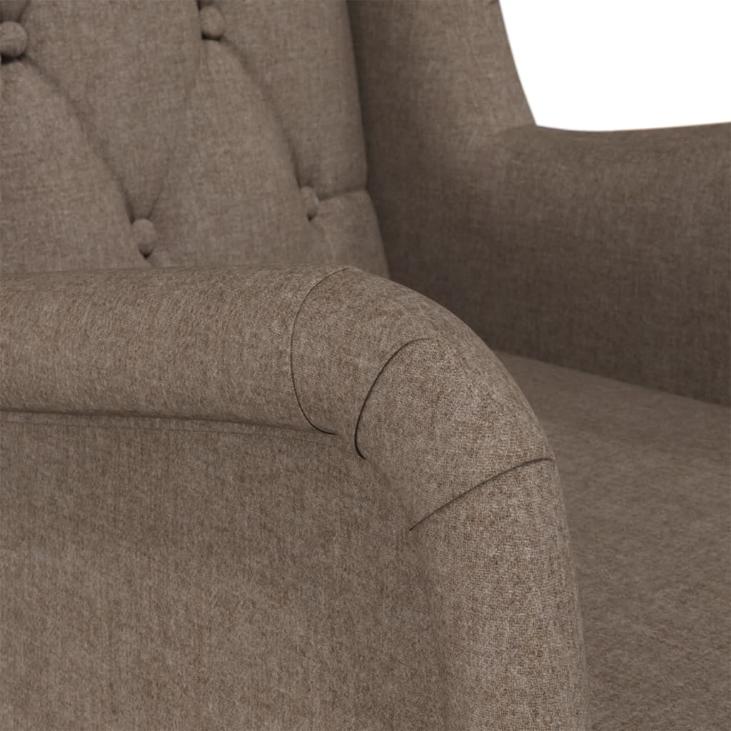 Люлеещ фотьойл с крака от каучук масив, таупе, текстил