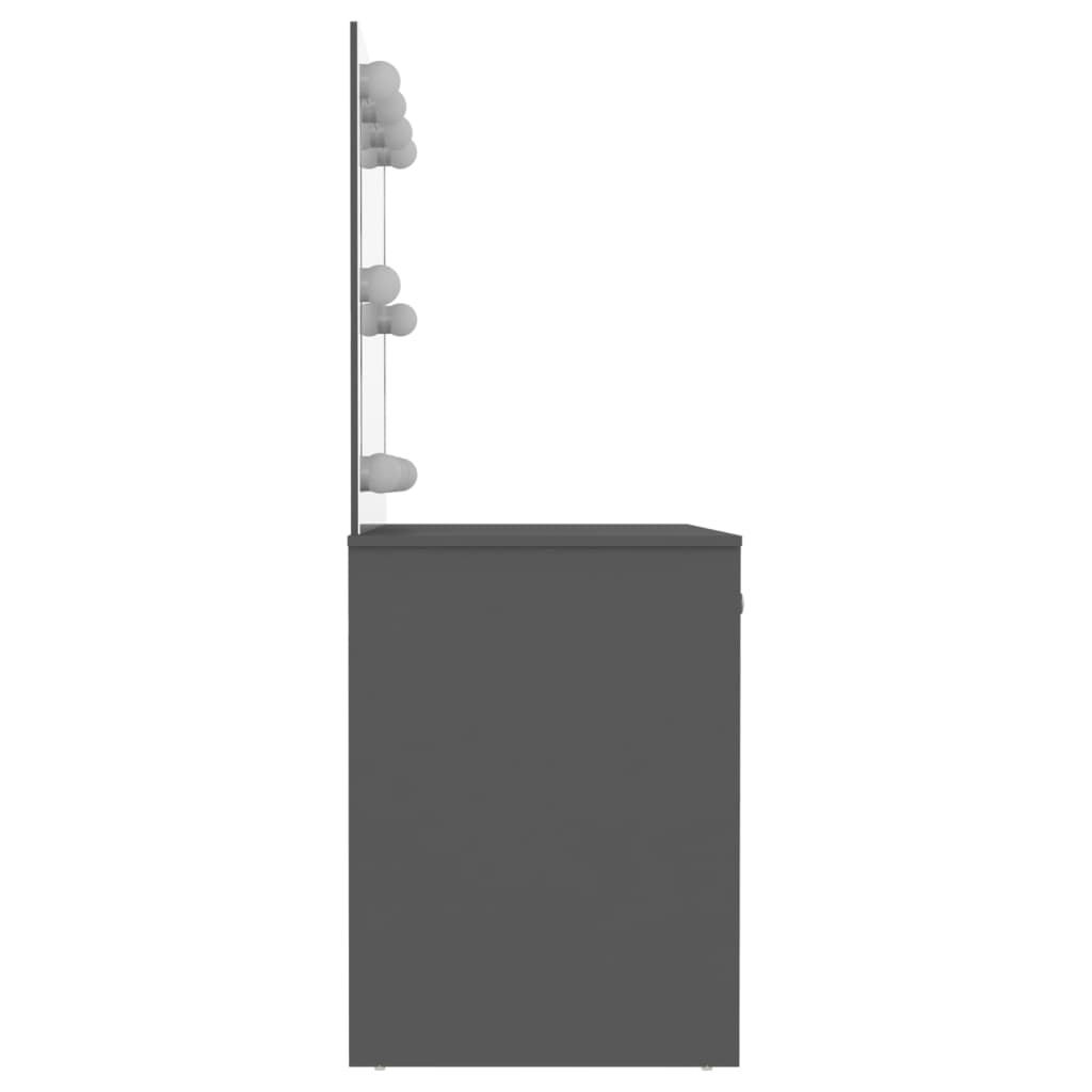 Тоалетка с LED лампи, 110x55x145 см, МДФ, сива