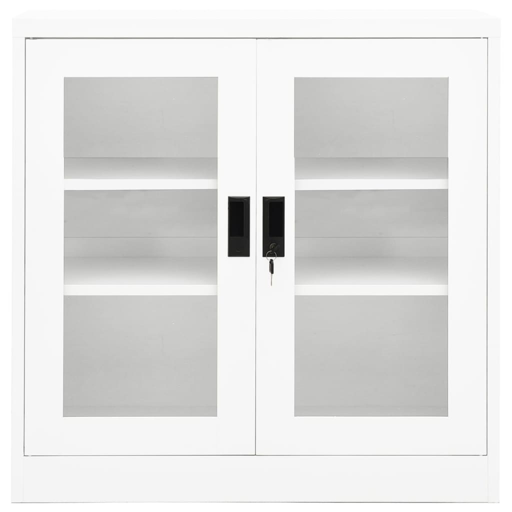 Офис шкаф, бял, 90x40x90 см, стомана
