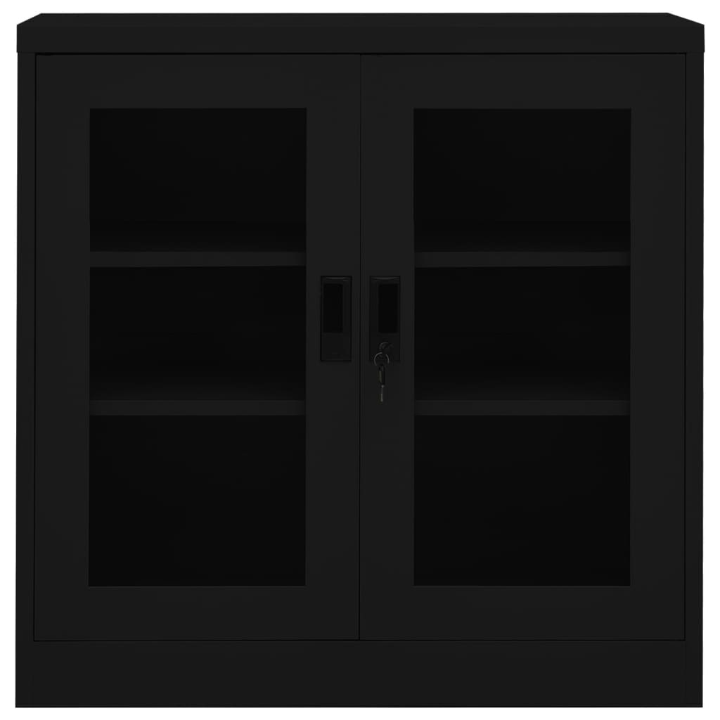 Офис шкаф, черен, 90x40x90 см, стомана