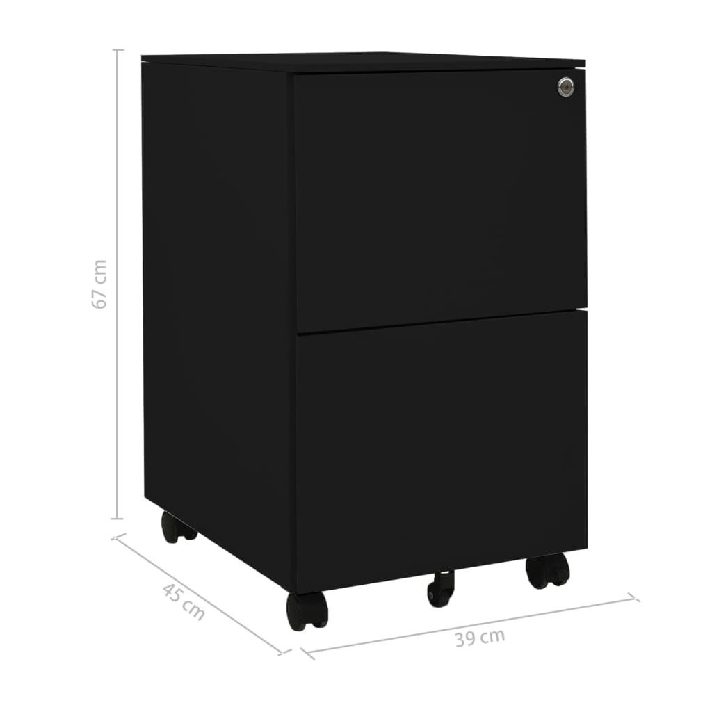 Мобилен офис шкаф, черен, 39x45x67см, стомана