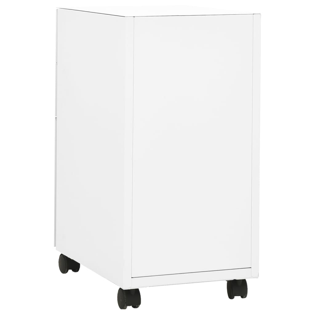 Мобилен офис шкаф, бял, 30x45x59 см, стомана