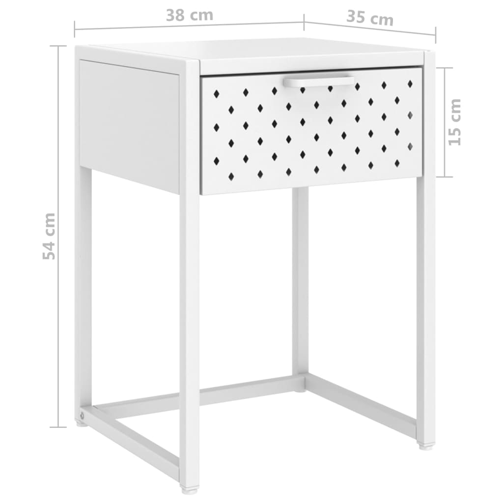 Нощно шкафче, бяло, 38х35х54 см, стомана