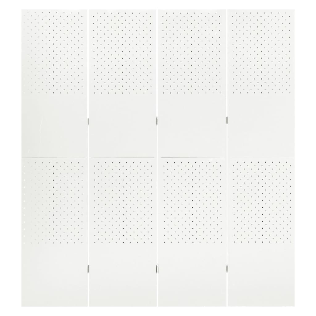 Параван за стая, бял, 4 панела, 160x180 см, стомана