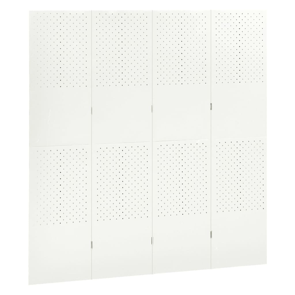 Параван за стая, бял, 4 панела, 160x180 см, стомана