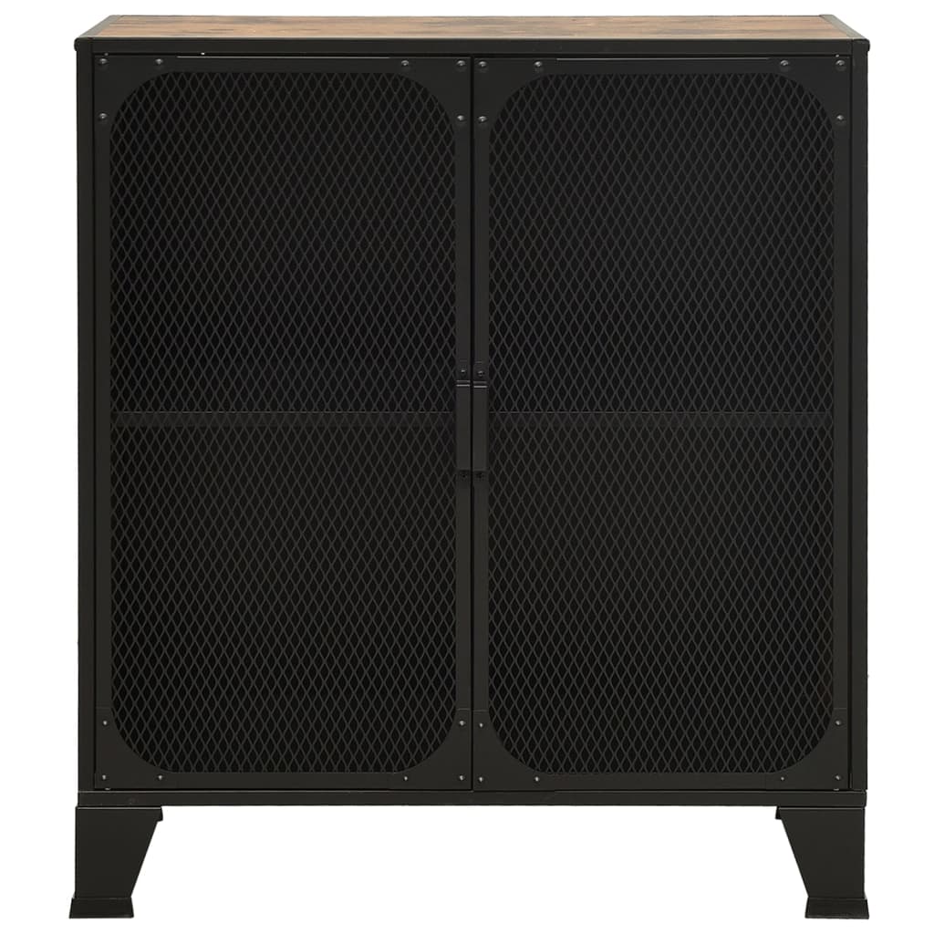 Шкаф за съхранение, рустик кафяво, 72x36x82 см, метал и МДФ