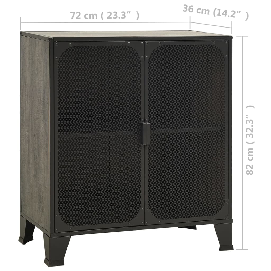 Шкаф за съхранение, сив, 72x36x82 см, метал и МДФ