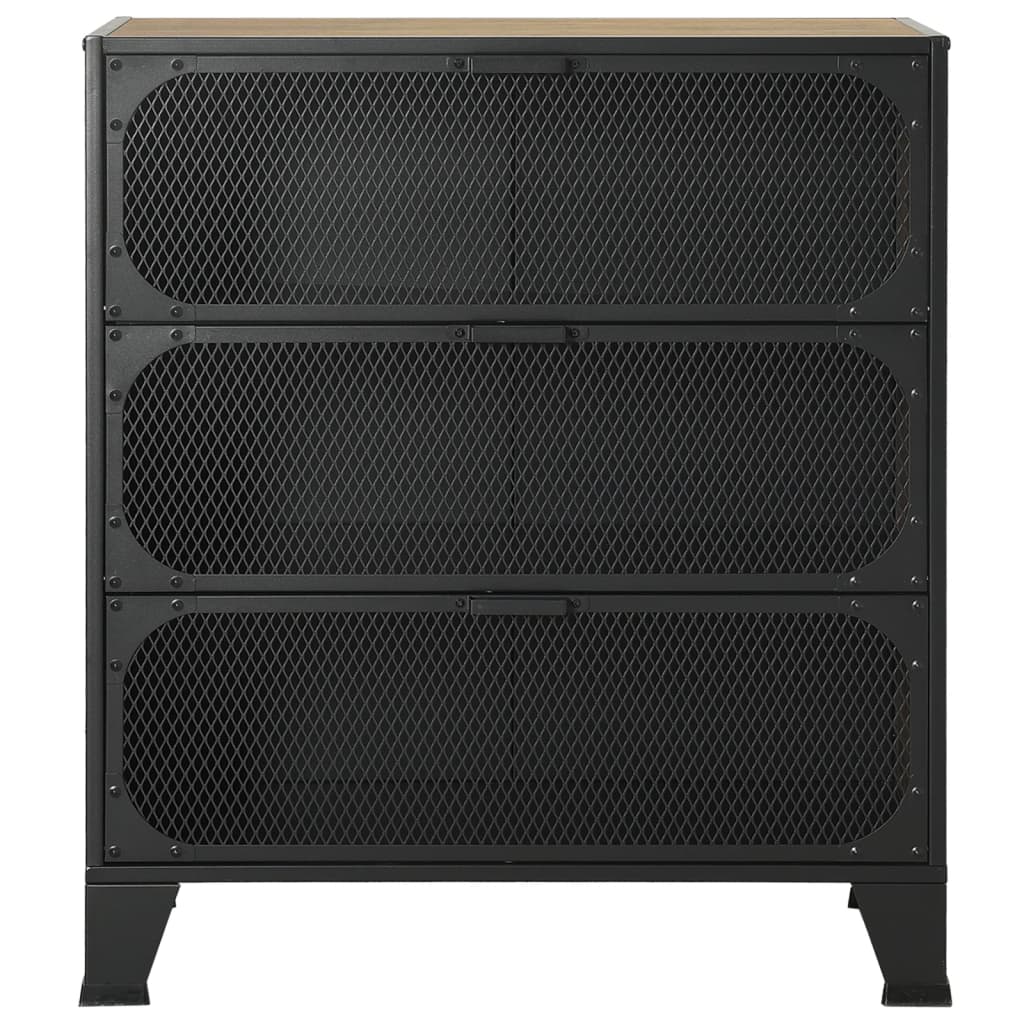 Шкаф за съхранение, рустик кафяво, 72x36x82 см, метал и МДФ