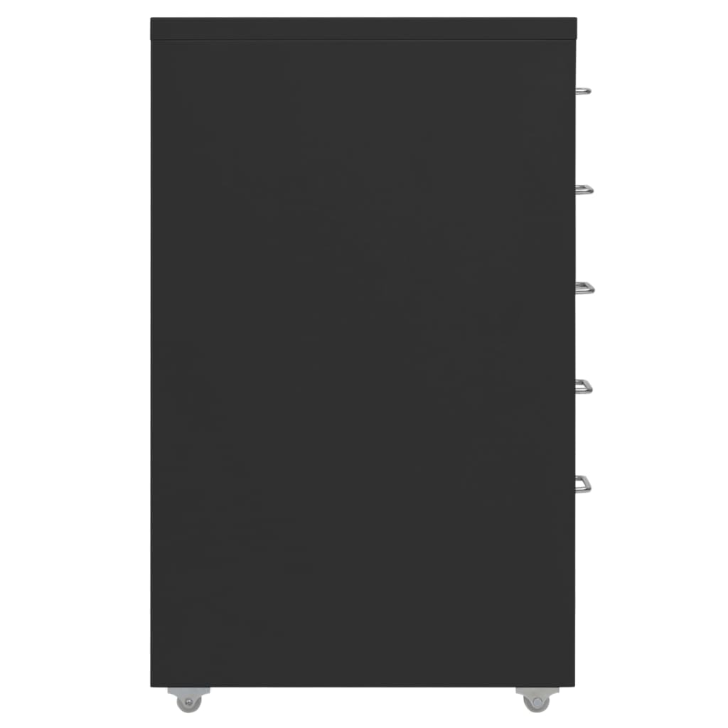 Мобилен офис шкаф, черен, 28x41x69 см, метал