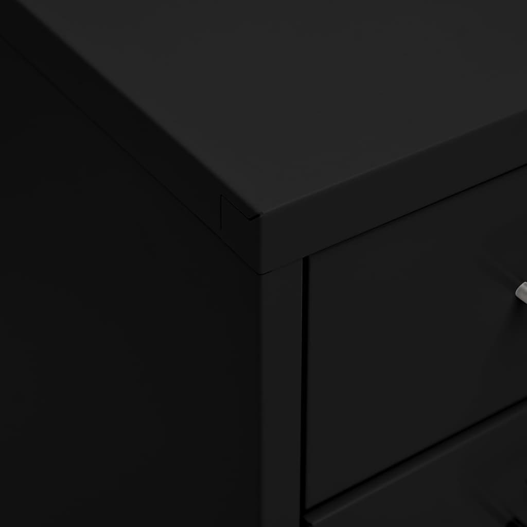 Мобилен офис шкаф, черен, 28x41x109 см, метал