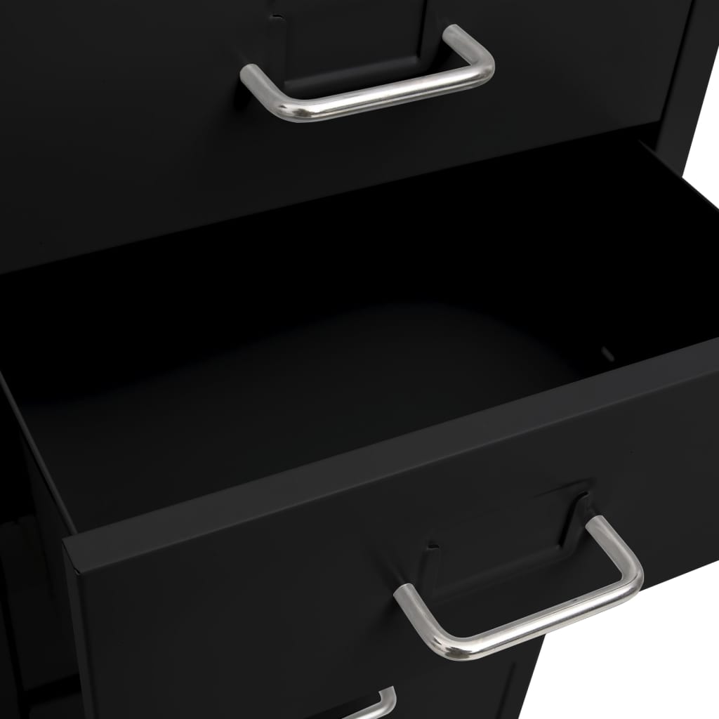Мобилен офис шкаф, черен, 28x41x109 см, метал