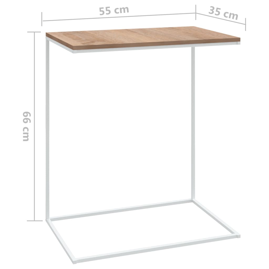 Странична маса, бяла, 55x35x66 см, инженерна дървесина