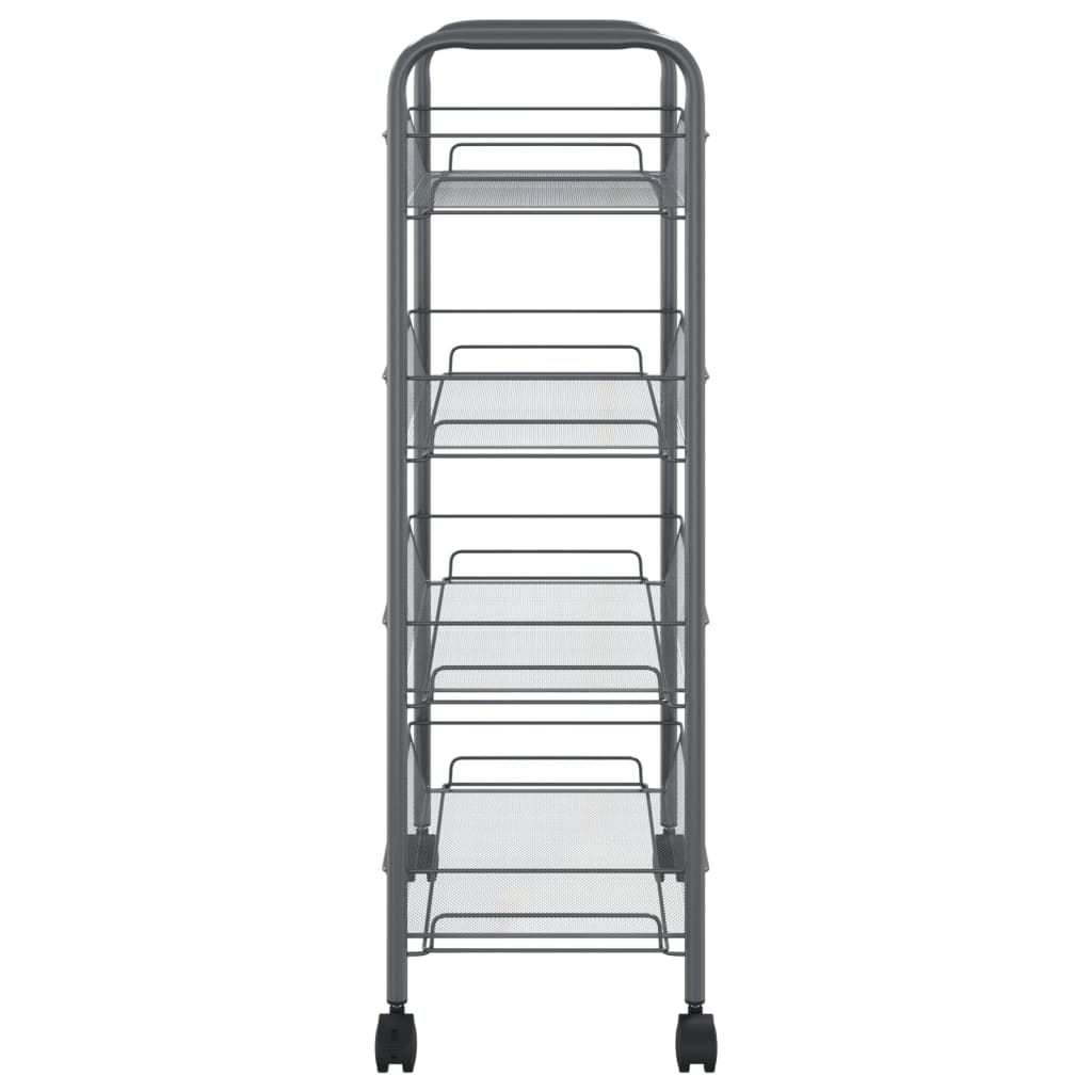 Кухненска количка на 4 нива, сива, 46x26x85 см, желязо
