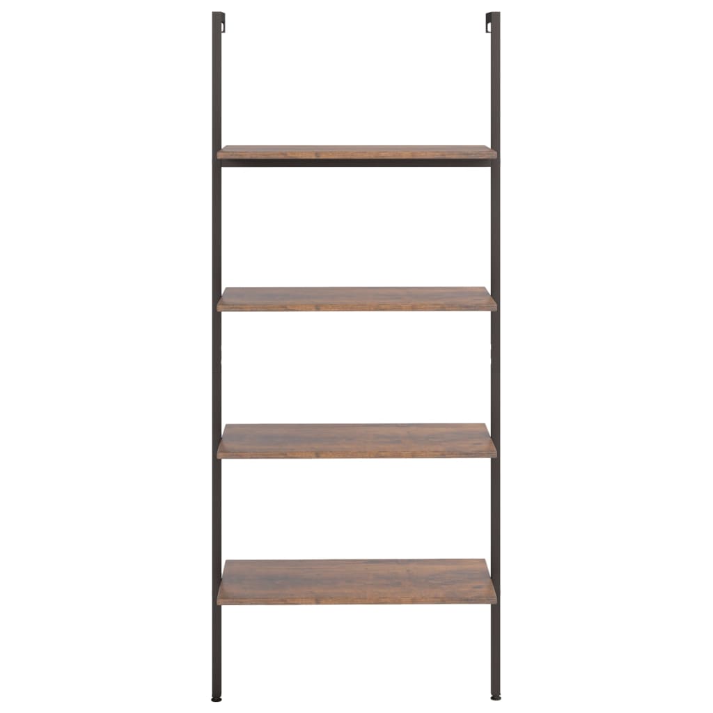Етажерка стълба с 4 рафта тъмнокафяво и черно 64x35x152,5 см